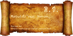 Matulányi Veron névjegykártya